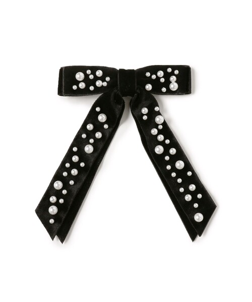 BEAMS BOY（ビームスボーイ）の「maturely / パール ベルベット リボン クリップ（バレッタ/ヘアクリップ・レディース・ブラック/アイボリー・ONE SIZE）」の15枚目の写真