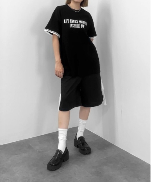 jiasecond.(ジアセカンド)の「【jiasecond.】袖レースプリントオーバーTシャツ / トップス カットソー 半袖 Tシャツ プリント オーバー レース ブラック ホワイト(Tシャツ/カットソー・レディース・ホワイト/ブラック・FREE)」の20枚目の写真