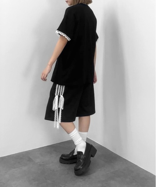 jiasecond.(ジアセカンド)の「【jiasecond.】袖レースプリントオーバーTシャツ / トップス カットソー 半袖 Tシャツ プリント オーバー レース ブラック ホワイト(Tシャツ/カットソー・レディース・ホワイト/ブラック・FREE)」の19枚目の写真
