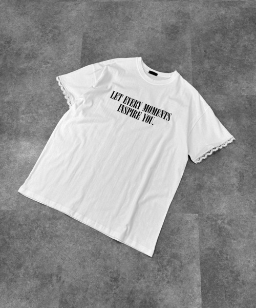 jiasecond.(ジアセカンド)の「【jiasecond.】袖レースプリントオーバーTシャツ / トップス カットソー 半袖 Tシャツ プリント オーバー レース ブラック ホワイト(Tシャツ/カットソー・レディース・ホワイト/ブラック・FREE)」の9枚目の写真