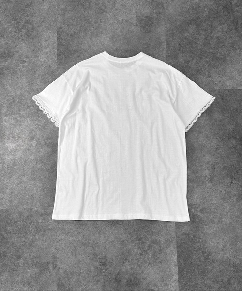 jiasecond.(ジアセカンド)の「【jiasecond.】袖レースプリントオーバーTシャツ / トップス カットソー 半袖 Tシャツ プリント オーバー レース ブラック ホワイト(Tシャツ/カットソー・レディース・ホワイト/ブラック・FREE)」の14枚目の写真