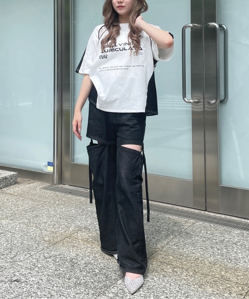 one way（ワンウェイ）の「レース切り替えゲームTシャツ（Tシャツ/カットソー・レディース・ブラック/ホワイト・FREE）」の7枚目の写真