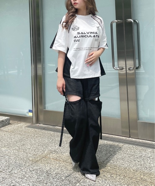 one way（ワンウェイ）の「レース切り替えゲームTシャツ（Tシャツ/カットソー・レディース・ブラック/ホワイト・FREE）」の8枚目の写真