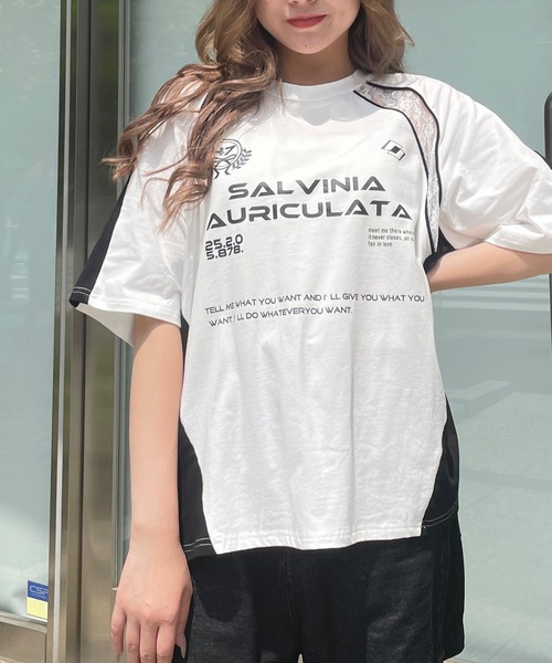 one way（ワンウェイ）の「レース切り替えゲームTシャツ（Tシャツ/カットソー・レディース・ブラック/ホワイト・FREE）」の4枚目の写真