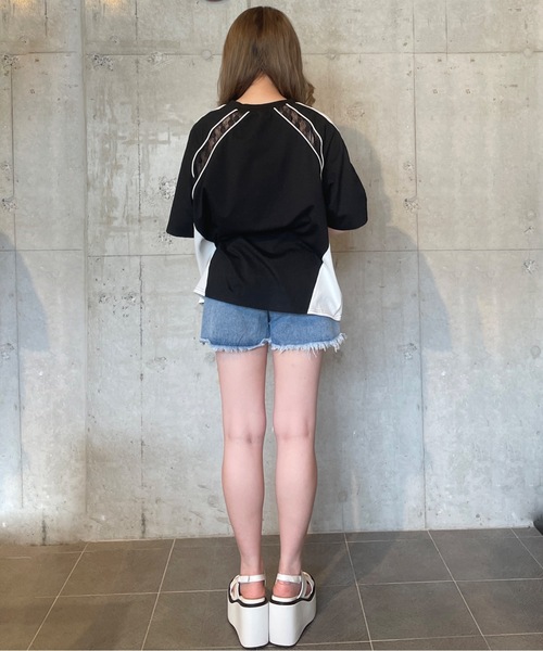 one way（ワンウェイ）の「レース切り替えゲームTシャツ（Tシャツ/カットソー・レディース・ブラック/ホワイト・FREE）」の19枚目の写真