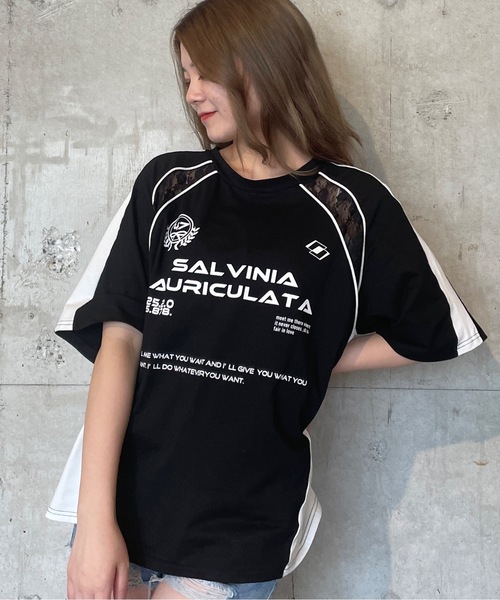 tシャツ レース切替Tシャツ レディース 綿100％袖立体レース切替Tシャツ[品番：ATTW0007179]｜Viola