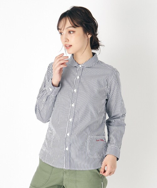 LAURA ASHLEY（ローラアシュレイ）の「【Lサイズあり／日本製／ワンマイルウエア】丸衿ロゴ刺しゅうシャツ（シャツ/ブラウス・レディース・ブルー系2/ブラック系1/グレー系1・38/40）」の3枚目の写真