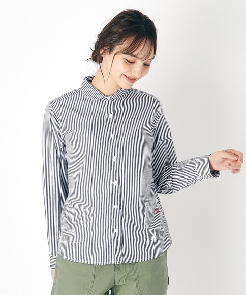 LAURA ASHLEY（ローラアシュレイ）の「【Lサイズあり／日本製／ワンマイルウエア】丸衿ロゴ刺しゅうシャツ（シャツ/ブラウス・レディース・ブルー系2/ブラック系1/グレー系1・38/40）」の8枚目の写真