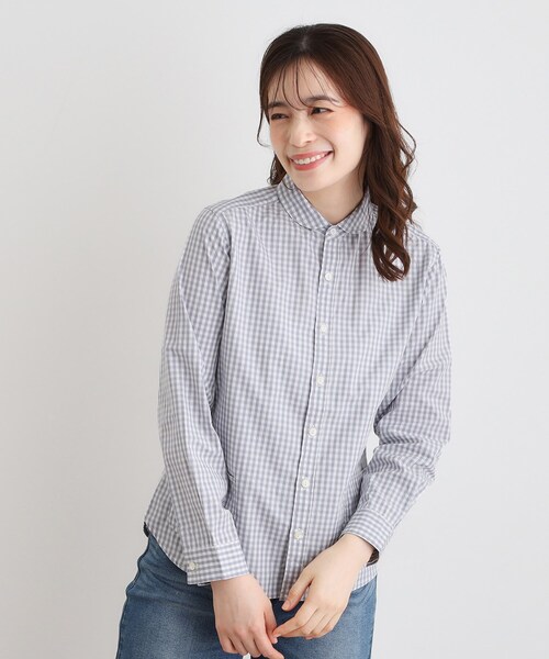 LAURA ASHLEY（ローラアシュレイ）の「【Lサイズあり／日本製／ワンマイルウエア】丸衿ロゴ刺しゅうシャツ（シャツ/ブラウス・レディース・ブルー系2/ブラック系1/グレー系1・38/40）」の12枚目の写真