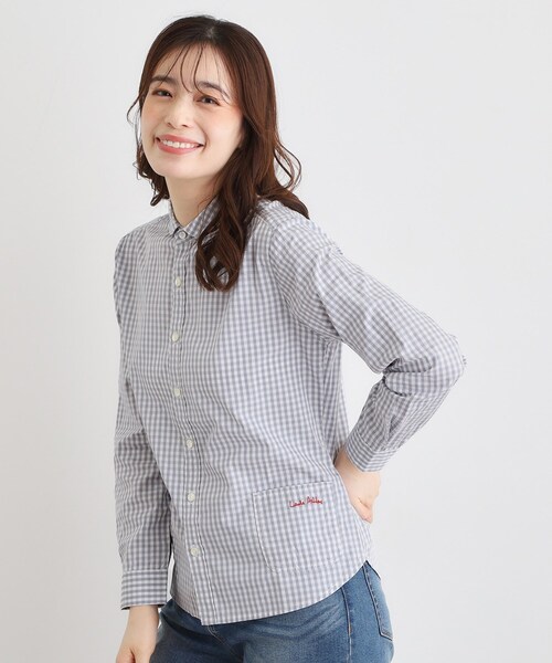 LAURA ASHLEY（ローラアシュレイ）の「【Lサイズあり／日本製／ワンマイルウエア】丸衿ロゴ刺しゅうシャツ（シャツ/ブラウス・レディース・ブルー系2/ブラック系1/グレー系1・38/40）」の13枚目の写真