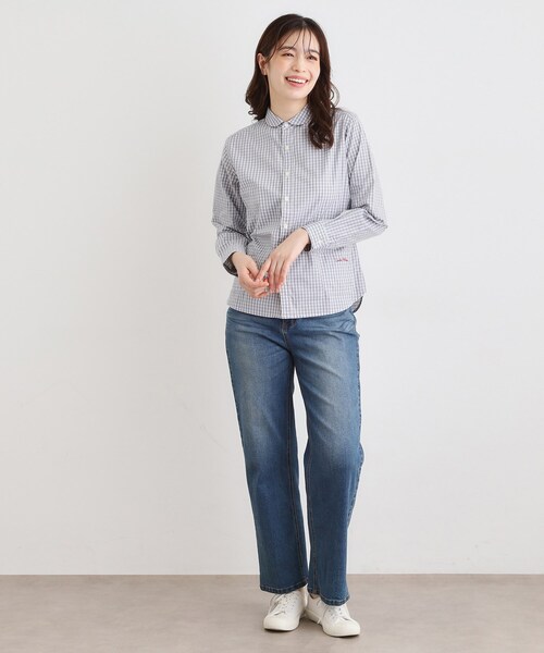 LAURA ASHLEY（ローラアシュレイ）の「【Lサイズあり／日本製／ワンマイルウエア】丸衿ロゴ刺しゅうシャツ（シャツ/ブラウス・レディース・ブルー系2/ブラック系1/グレー系1・38/40）」の14枚目の写真