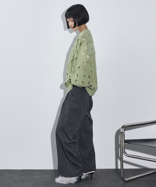 セール】ダブルウエストピンストライプタックパンツ（その他パンツ