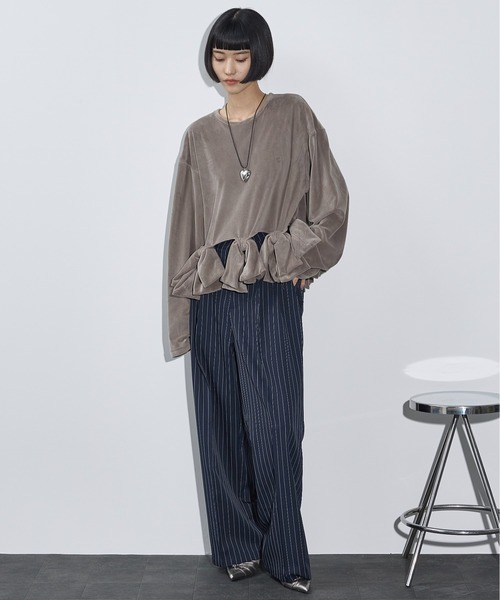パンツ yon THE Yon スラックス パンツ グリッターフリンジサイドライン