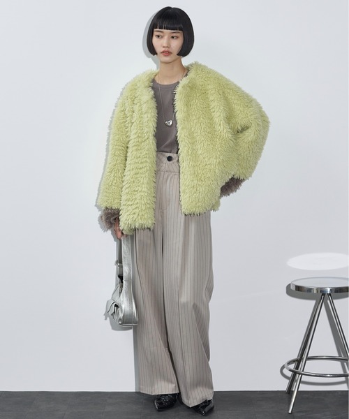 THE YOn（ザヨン）の「ダブルウエストピンストライプタックパンツ（その他パンツ・レディース・チャコールグレー/ネイビー/グレイッシュベージュ・S/M）」の17枚目の写真