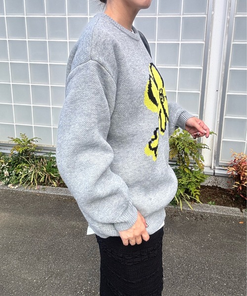 y/m by misato（イムバイミサト）の「ジャガードニットトップス（ニット/セーター・レディース・ブラック/アイボリー/グレー・FREE）」の8枚目の写真