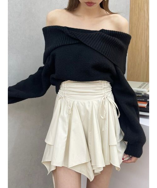 EVRIS（エヴリス）の「ツイストオフショルダーニットトップス（ニット/セーター・レディース・グレー/ブラック/レッド・FREE）」の11枚目の写真