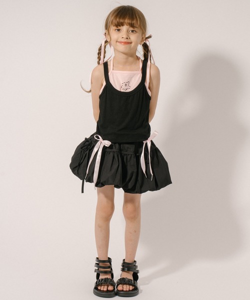 URBAN CHERRY（アーバンチェリー）の「リボンバルーンミニスカート（スカート・キッズ・ホワイト/ピンク/ブラック・140cm/130cm/120cm/110cm）」の7枚目の写真