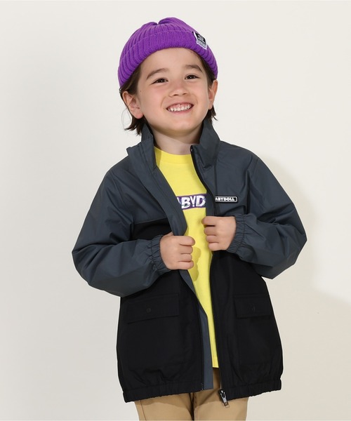 BABYDOLL（ベビードール）の「【防風撥水】2WAYウィンドブレーカー 9838K（ナイロンジャケット・キッズ・ブラック/ベビーピンク/チャコールグレー/オフホワイト/パープル/ベージュ/その他1/グリーン系その他7・90cm/100cm/110cm/120cm/130cm/140cm/150cm）」の3枚目の写真