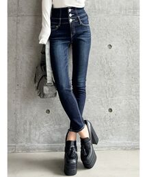 【WEB限定】【TINY低身長さん向け】ハイウエストウエストクロススキニーデニムパンツ