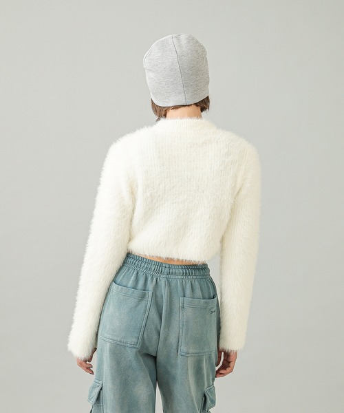 X-girl（エックスガール）の「HIGH NECK COMPACT KNIT TOP（ニット/セーター・レディース・ホワイト/チャコール・ONE SIZE）」の12枚目の写真