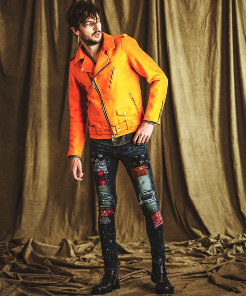 NO ID.（ノーアイディ）の「NO ID.×OVERDESIGNアルティメットストレッチデニムパッチワークスキニーPT（パンツ)（Tシャツ/カットソー・メンズ・インディゴブルー・1/2）」の3枚目の写真