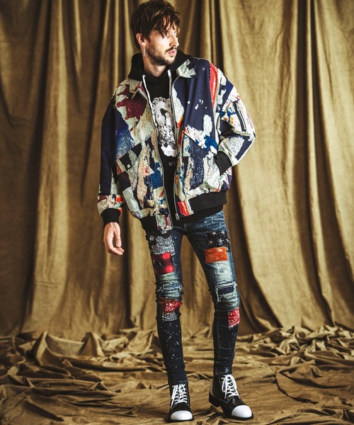 NO ID.（ノーアイディ）の「NO ID.×OVERDESIGNアルティメットストレッチデニムパッチワークスキニーPT（パンツ)（Tシャツ/カットソー・メンズ・インディゴブルー・1/2）」の10枚目の写真