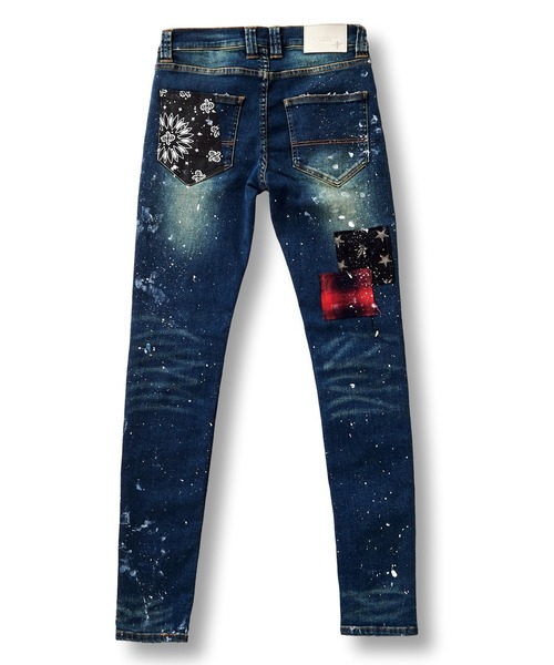 NO ID.（ノーアイディ）の「NO ID.×OVERDESIGNアルティメットストレッチデニムパッチワークスキニーPT（パンツ)（Tシャツ/カットソー・メンズ・インディゴブルー・1/2）」の15枚目の写真