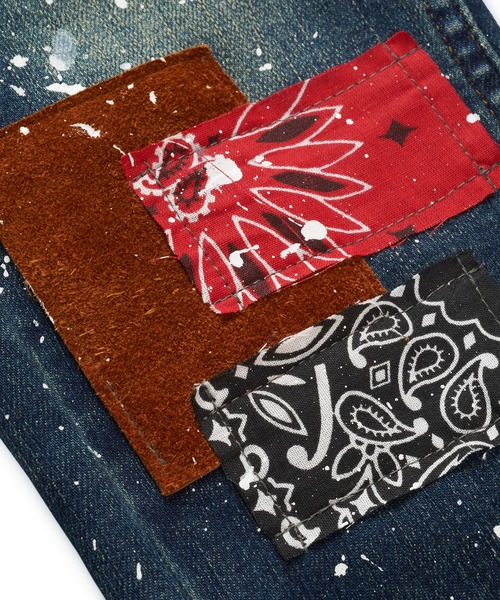 NO ID.（ノーアイディ）の「NO ID.×OVERDESIGNアルティメットストレッチデニムパッチワークスキニーPT（パンツ)（Tシャツ/カットソー・メンズ・インディゴブルー・1/2）」の21枚目の写真