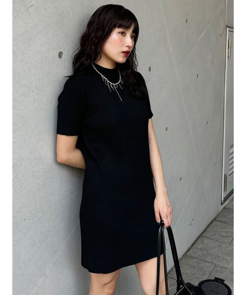 MURUA（ムルーア）の「ハーフスリーブフィットミニワンピース（ワンピース・レディース・ブラック/ブルー/ブラウン・FREE）」の4枚目の写真
