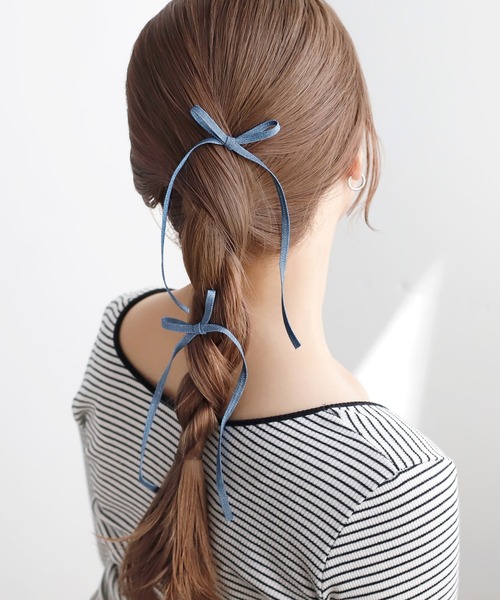ANEMONE（アネモネ）の「ロングリボンUピン[2本セット]（ヘアピン・レディース・ブルー/ブラック・FREE）」の2枚目の写真