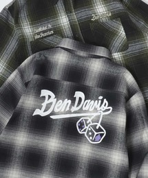 BEN DAVIS/ベンデイビス EMBRO OMBRE SHIRT/オーバーサイズ バック刺繍 起毛 オンブレチェックシャツ/レディース メンズ