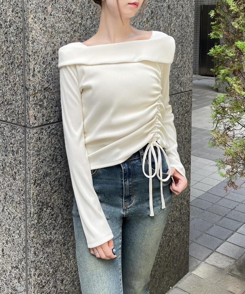 clear（クリア）の「サイドドロスト長袖リブカットソートップス [華奢見え]≪2024AW新作≫（Tシャツ/カットソー・レディース・チャコールグレー/ブラック/アイボリー・F）」の4枚目の写真