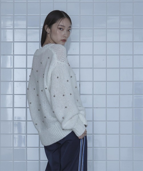 セール】シルバービーズVネックニット（ニット/セーター）｜miette  