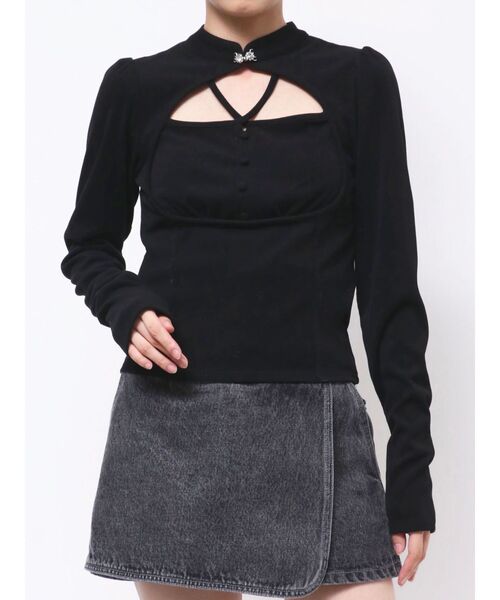 EATME（イートミー）の「パイピングデコルテ開きTOP（Tシャツ 