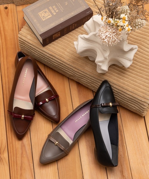 JELLY BEANS（ジェリービーンズ）の「【晴雨兼用】【防水・撥水】【生活防水】【滑りにくい】【雨の日】【通勤靴】【レイン対応】リボンローファーモールドソールレインパンプス(325-49050)JELLY BEANS(ジェリービーンズ)（レインシューズ・レディース・ダークブラウン/グレー/ブラック・22.5/23/23.5/24/24.5）」の3枚目の写真