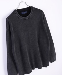 片畔 ストーンウォッシュ加工 ルーズサイズ 無地クルー