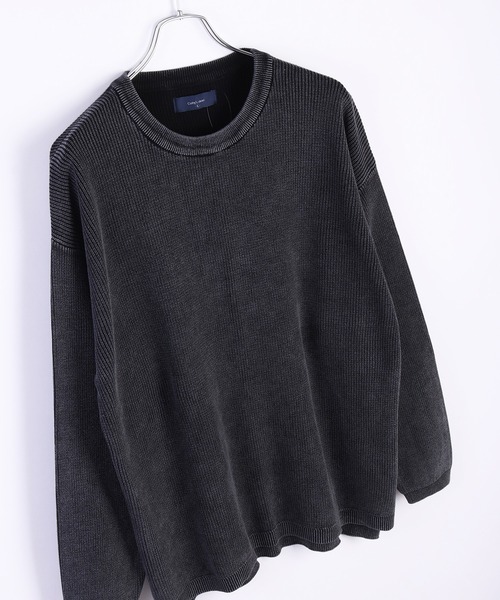 WESTSEA（ウエストシー）の「片畔 ストーンウォッシュ加工 ルーズサイズ 無地クルー（ニット/セーター・メンズ・スミクロ/グレー/ネイビー・L/M）」の2枚目の写真