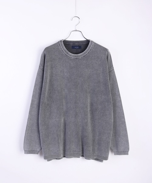 WESTSEA（ウエストシー）の「片畔 ストーンウォッシュ加工 ルーズサイズ 無地クルー（ニット/セーター・メンズ・スミクロ/グレー/ネイビー・L/M）」の7枚目の写真