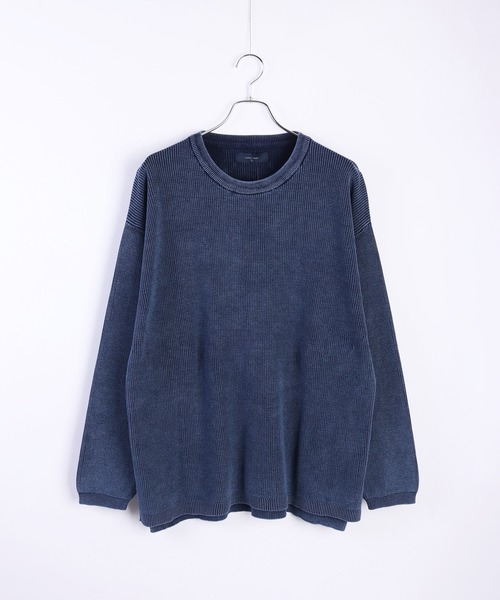 WESTSEA（ウエストシー）の「片畔 ストーンウォッシュ加工 ルーズサイズ 無地クルー（ニット/セーター・メンズ・スミクロ/グレー/ネイビー・L/M）」の10枚目の写真