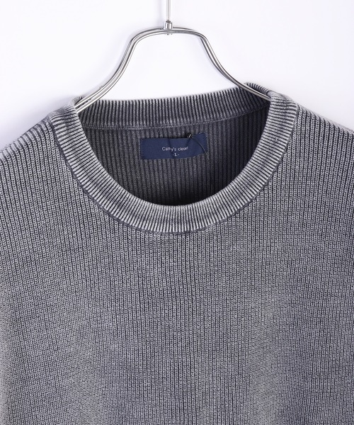 WESTSEA（ウエストシー）の「片畔 ストーンウォッシュ加工 ルーズサイズ 無地クルー（ニット/セーター・メンズ・スミクロ/グレー/ネイビー・L/M）」の13枚目の写真