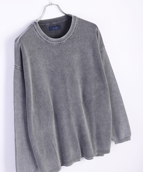 WESTSEA（ウエストシー）の「片畔 ストーンウォッシュ加工 ルーズサイズ 無地クルー（ニット/セーター・メンズ・スミクロ/グレー/ネイビー・L/M）」の9枚目の写真