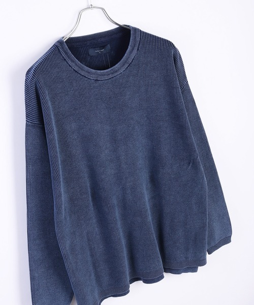 WESTSEA（ウエストシー）の「片畔 ストーンウォッシュ加工 ルーズサイズ 無地クルー（ニット/セーター・メンズ・スミクロ/グレー/ネイビー・L/M）」の12枚目の写真