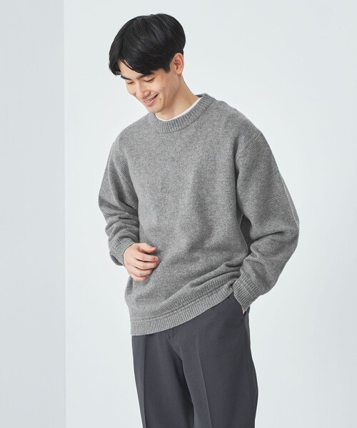 green label relaxing（グリーンレーベルリラクシング）の「ハミルトンラム ワイドカラー ニット（ニット/セーター・メンズ・ライトブルー/グレー/ダークブラウン/オレンジ・S/M/L/XL）」の9枚目の写真