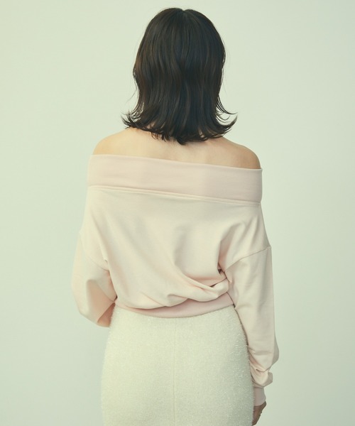 TITTY&CO.（ティティーアンドコー）の「ワンショルダーロゴスウェットトップス（スウェット・レディース・グレー/ピンク/ホワイト・FREE）」の6枚目の写真