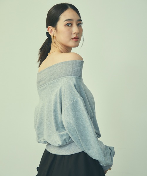 TITTY&CO.（ティティーアンドコー）の「ワンショルダーロゴスウェットトップス（スウェット・レディース・グレー/ピンク/ホワイト・FREE）」の11枚目の写真