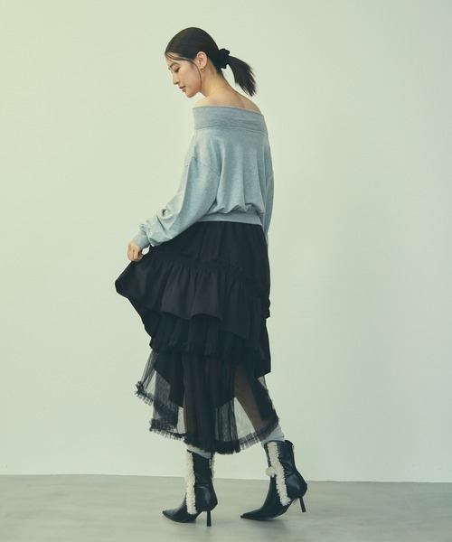 TITTY&CO.（ティティーアンドコー）の「ワンショルダーロゴスウェットトップス（スウェット・レディース・グレー/ピンク/ホワイト・FREE）」の14枚目の写真