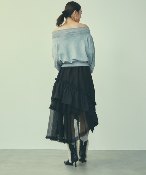 TITTY&CO.（ティティーアンドコー）の「ワンショルダーロゴスウェットトップス（スウェット・レディース・グレー/ピンク/ホワイト・FREE）」の15枚目の写真