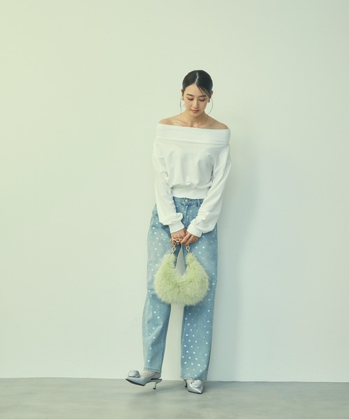 TITTY&CO.（ティティーアンドコー）の「ワンショルダーロゴスウェットトップス（スウェット・レディース・グレー/ピンク/ホワイト・FREE）」の19枚目の写真