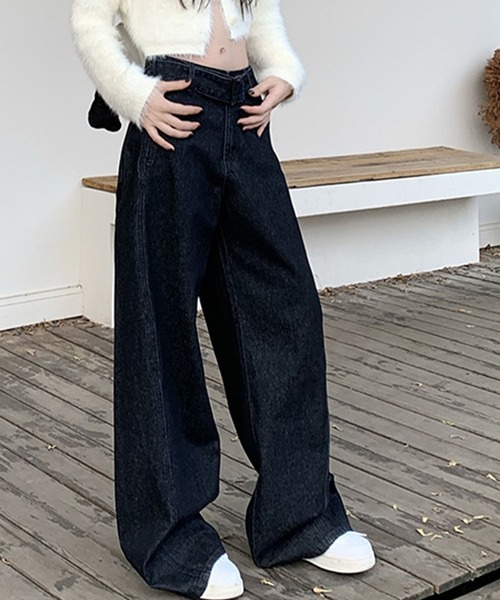 meJane(ミージェーン)の「デニムワイドバギーパンツ(デニムパンツ・レディース・インディゴブルー・L/M/S)」の4枚目の写真