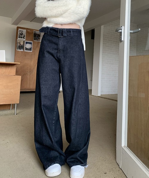 meJane(ミージェーン)の「デニムワイドバギーパンツ(デニムパンツ・レディース・インディゴブルー・L/M/S)」の14枚目の写真